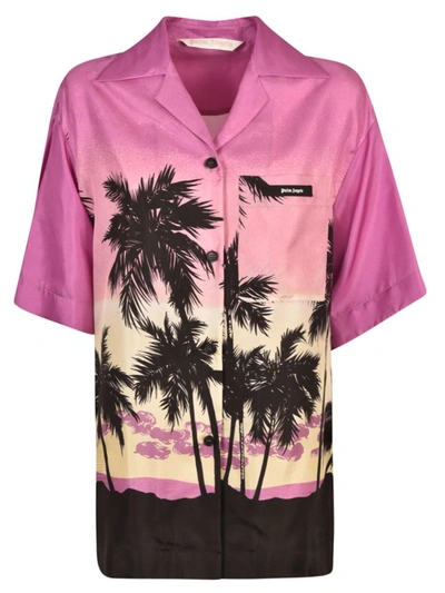 Shop Palm Angels Shirts In Purple Black