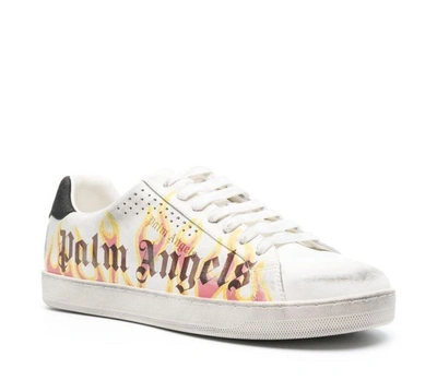 Shop Palm Angels Spray Print Flame Logo Sneakers In White