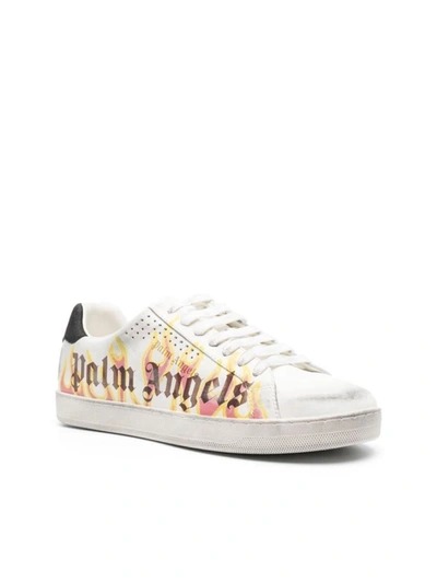 Shop Palm Angels Spray Print Flame Logo Sneakers In White