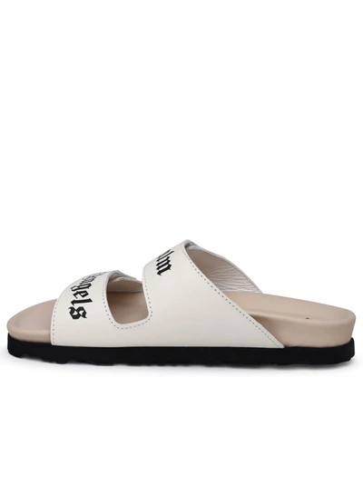 Shop Palm Angels White Leather Slipper