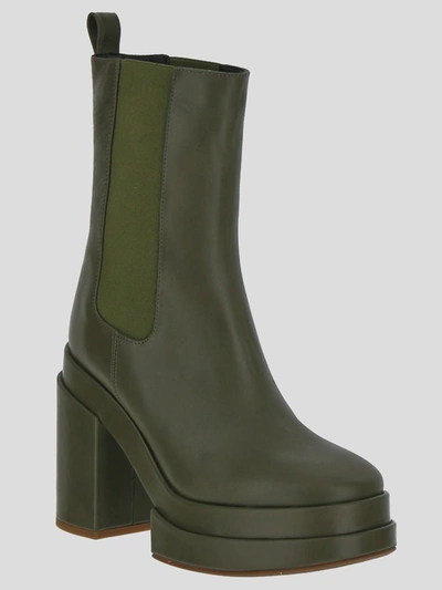 Shop Paloma Barceló Ankle Boots In <p> Khaki Ankle Boots In Leather With Lateral Zip Fastening