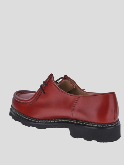 Shop Paraboot Lily Derby Shoes In <p> Derby Shoes In Red Lily Leather With Stitching Details