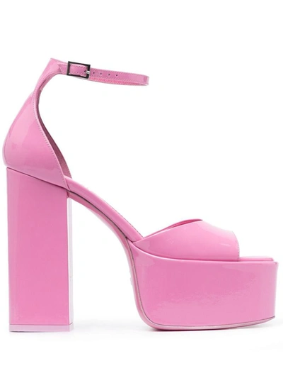 Shop Paris Texas Patent Finish Platform Sandals In Pink