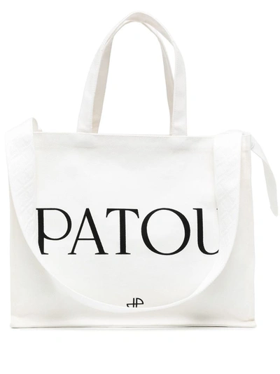 Shop Patou Tote Logo Bags In Nude &amp; Neutrals