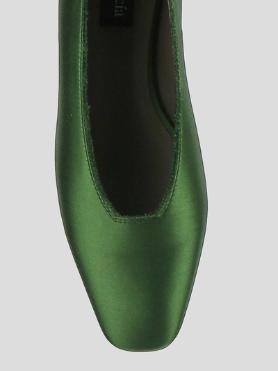 Shop Pedro Garcia Flat In <p> Flat In Green Satin With Pointed Toe