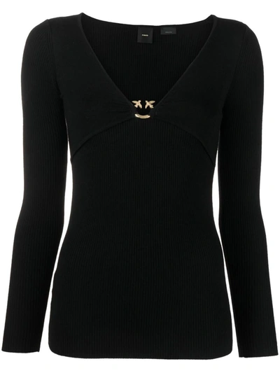Shop Pinko V-neck Sweater In Black