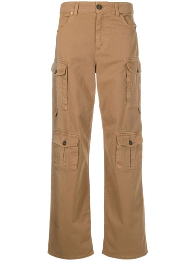 Shop Pinko Straight-leg Cargo Trousers In Brown
