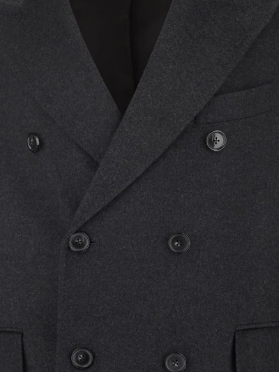 Shop Pt Torino Jackets In <p> Coat In Grey Virgin Wool With Double-breast Closure