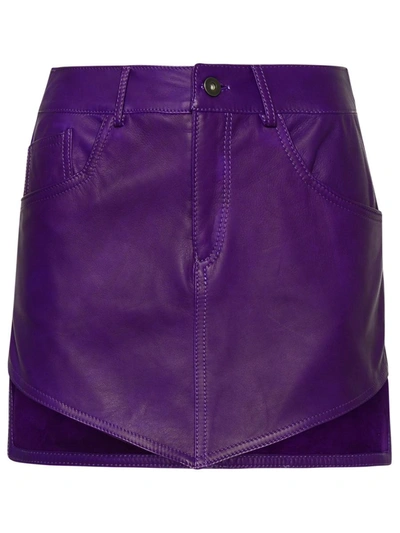 Shop Salvatore Santoro Purple Leather Miniskirt In Violet