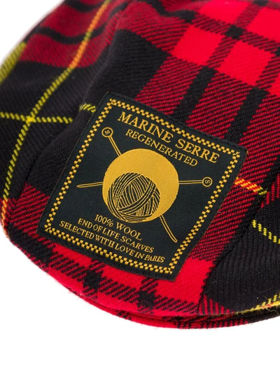 Shop Marine Serre Red Tartan Tailored Beret - Regenerated