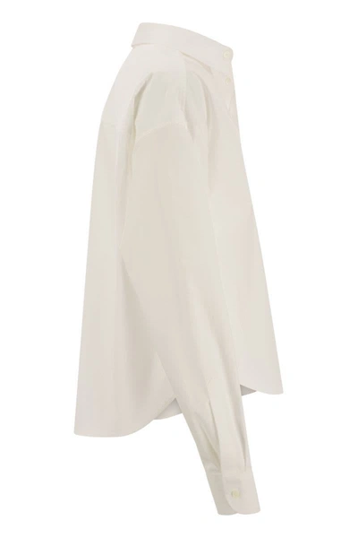 Shop Red Valentino Cropped Shirt In Cotton Poplin In White
