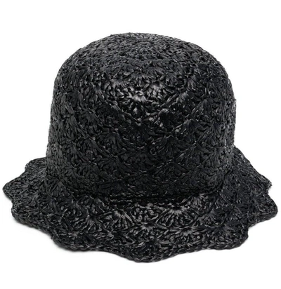 Shop Red Valentino Woven Bucket Hat In Black