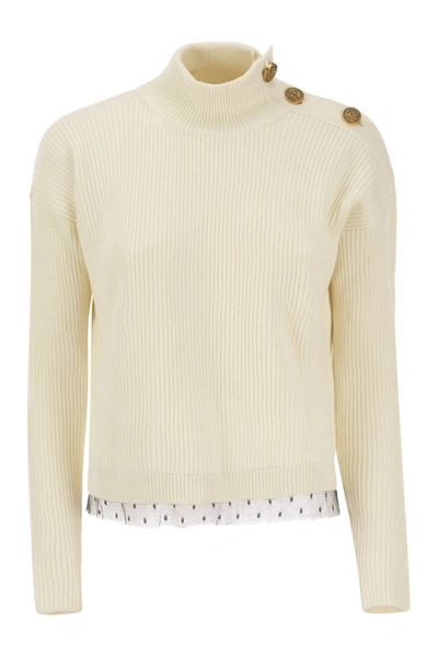 Shop Red Valentino Wool-blend Turtleneck Sweater In Ivory