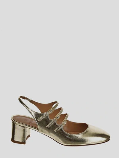 Shop Relac With Heel In <p>  Sandal In Platinum Leather With Closed Round Toe