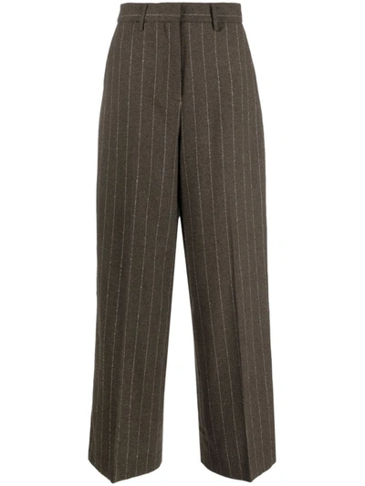 Shop Remain Birger Christensen Remain Pinstripe Wide Pants In Brown
