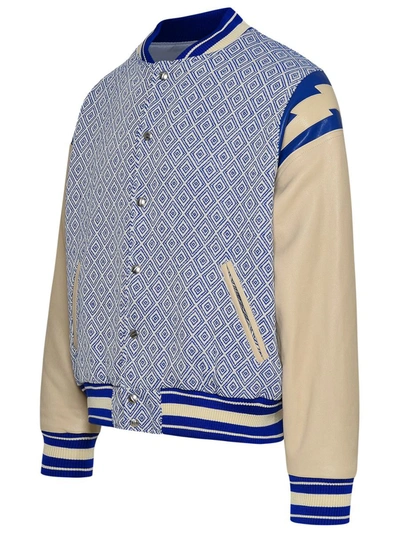 Shop Rhude Blue Cotton Blend Bomber Jacket In Light Blue
