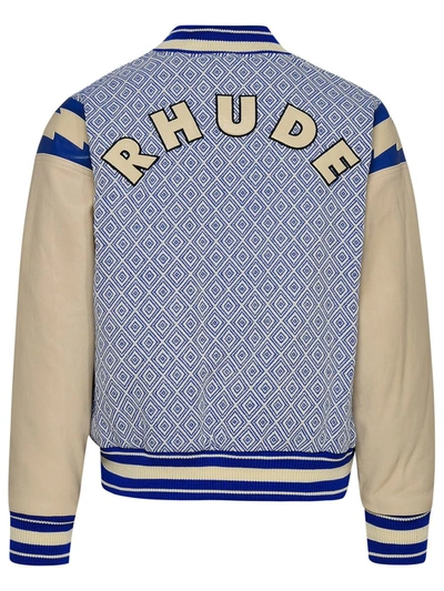 Shop Rhude Blue Cotton Blend Bomber Jacket In Light Blue