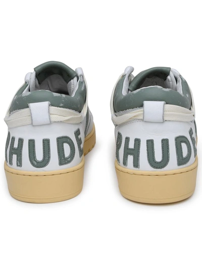 Shop Rhude White Leather Rechess Sneakers
