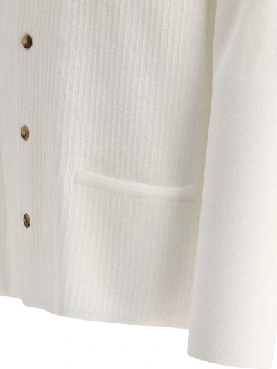 Shop Lardini Ribbed Cardigan In White