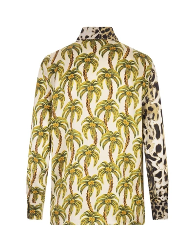 Shop Roberto Cavalli Jaguar And Palm Print Shirt In Multicolour