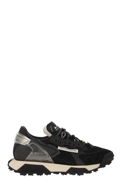 Shop Run Of Revolt - Leather And Fabric Trainers In Black