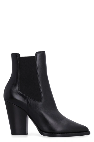 Shop Saint Laurent Chelsea Leather Ankle Boots In Black