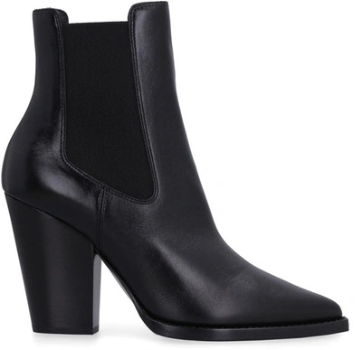 Shop Saint Laurent Chelsea Leather Ankle Boots In Black