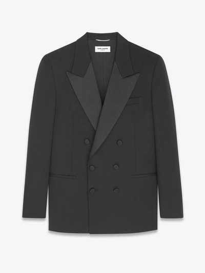 Shop Saint Laurent Double-breasted Jacket Clothing In Black