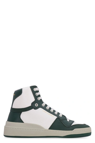 Shop Saint Laurent Leather High-top Sneakers In White