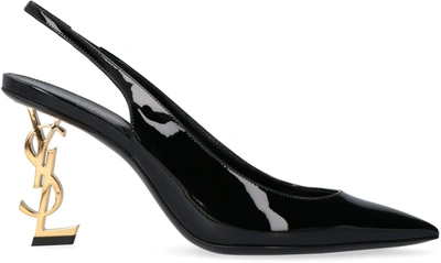 Shop Saint Laurent Opyum Patent Leather Slingback Pumps In Black