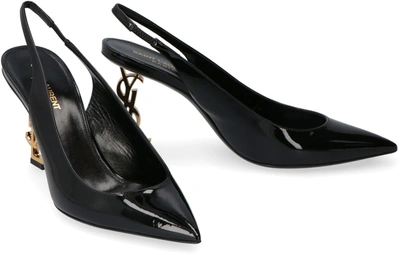 Shop Saint Laurent Opyum Patent Leather Slingback Pumps In Black