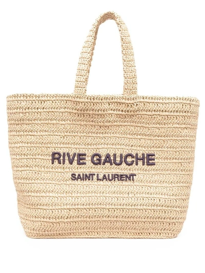 Shop Saint Laurent Rive Gauche Shopping  Bags In Nude &amp; Neutrals