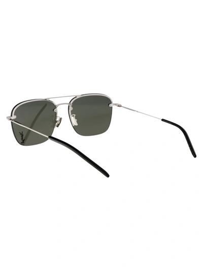 Shop Saint Laurent Sunglasses In 006 Silver Silver Grey