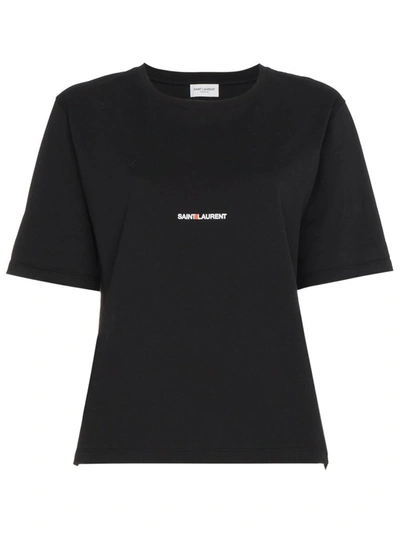 Shop Saint Laurent Logo Print T-shirt Clothing In Black