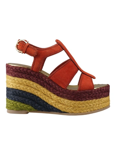 Ferragamo Strappy Wedge Heel Espadrilles In Multicolour