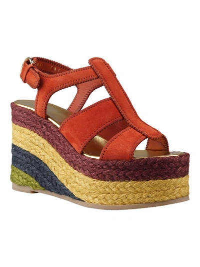 Ferragamo Strappy Wedge Heel Espadrilles In Multicolour