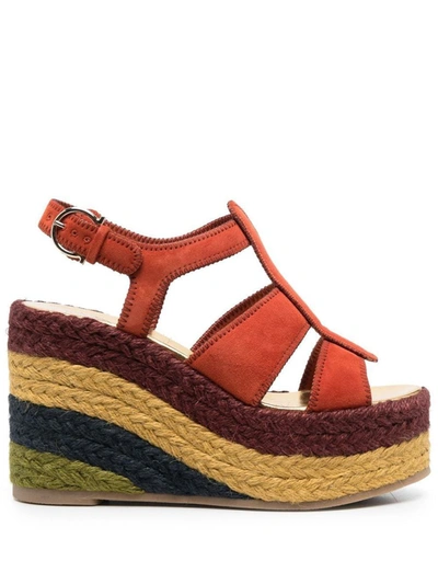 Shop Ferragamo Salvatore  Renee Platform Sandals Shoes In Multicolour