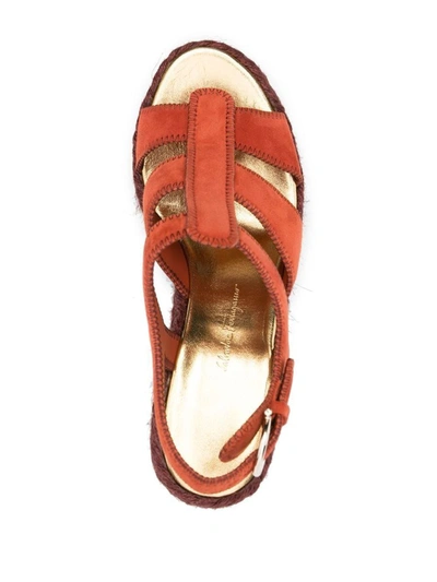 Ferragamo Strappy Wedge Heel Espadrilles In Multicolour