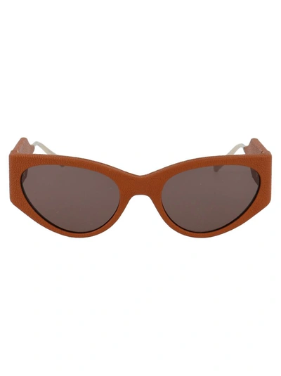 Ferragamo Caramel Leather Leather Sunglasses In Brown