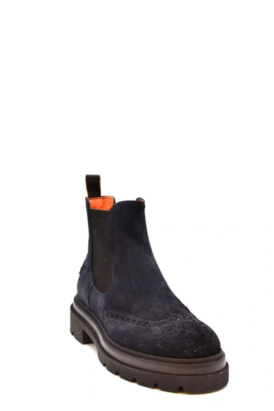 Santoni Chunky Sole Suede Finish Brogue Detailing In Red