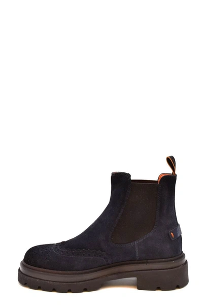 Santoni Chunky Sole Suede Finish Brogue Detailing In Red
