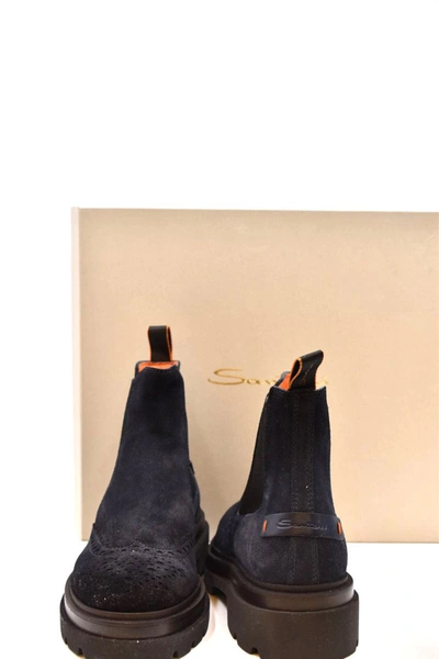 Shop Santoni Boot In Dark Blue