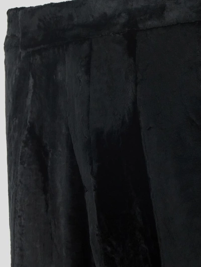 Shop Sapio Velvet Pants In <p> Pants In Black Polyester With Velvet Texture With Regular Waist