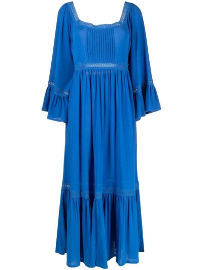 Shop See By Chloé Embroidered Midi Dress In Blue