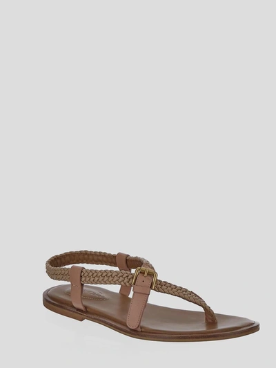 Shop See By Chloé See By Chloe' Flat Sandals In <p>see By Chloe' Flat Sandal In Nude And Beige Leather Flip Flop Silhouette