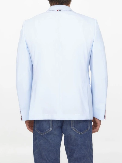 Shop Thom Browne Single-breasted Wool Jacket In Light Blue