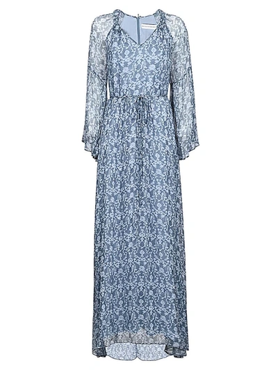 Shop Skill&genes Printed Long Dress In Blue