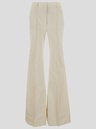 Shop Sportmax Formia Flared Trousers In <p> Trousers In Beige Cotton