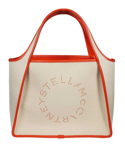 Shop Stella Mccartney Logo Detail Tote Bag In Beige