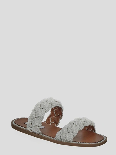 Shop Steve Madden Sandals In <p> Slides In White Synthetic Material With All-over White Pearls